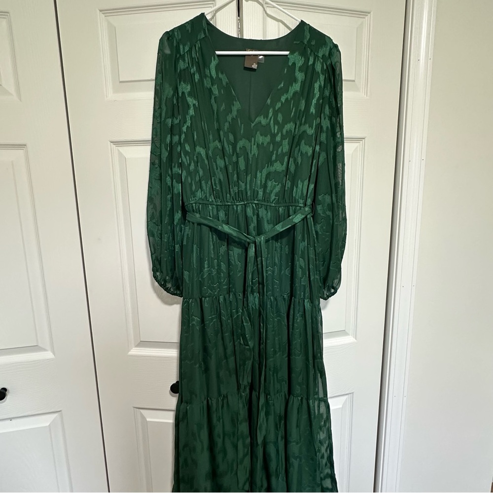 Emerald Green Long Sleeve Holiday Dress - Taylor, Size 16